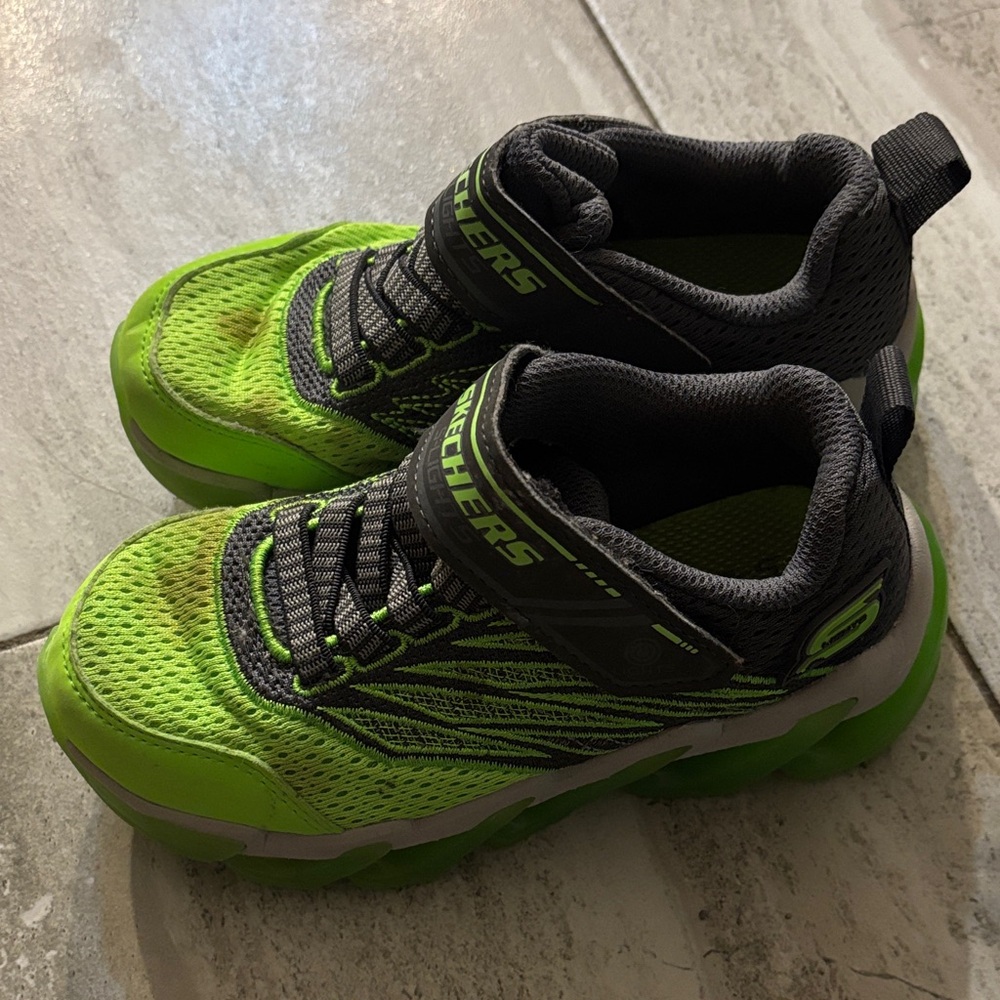 Skechers Kids Neon Green and Black Sneakers